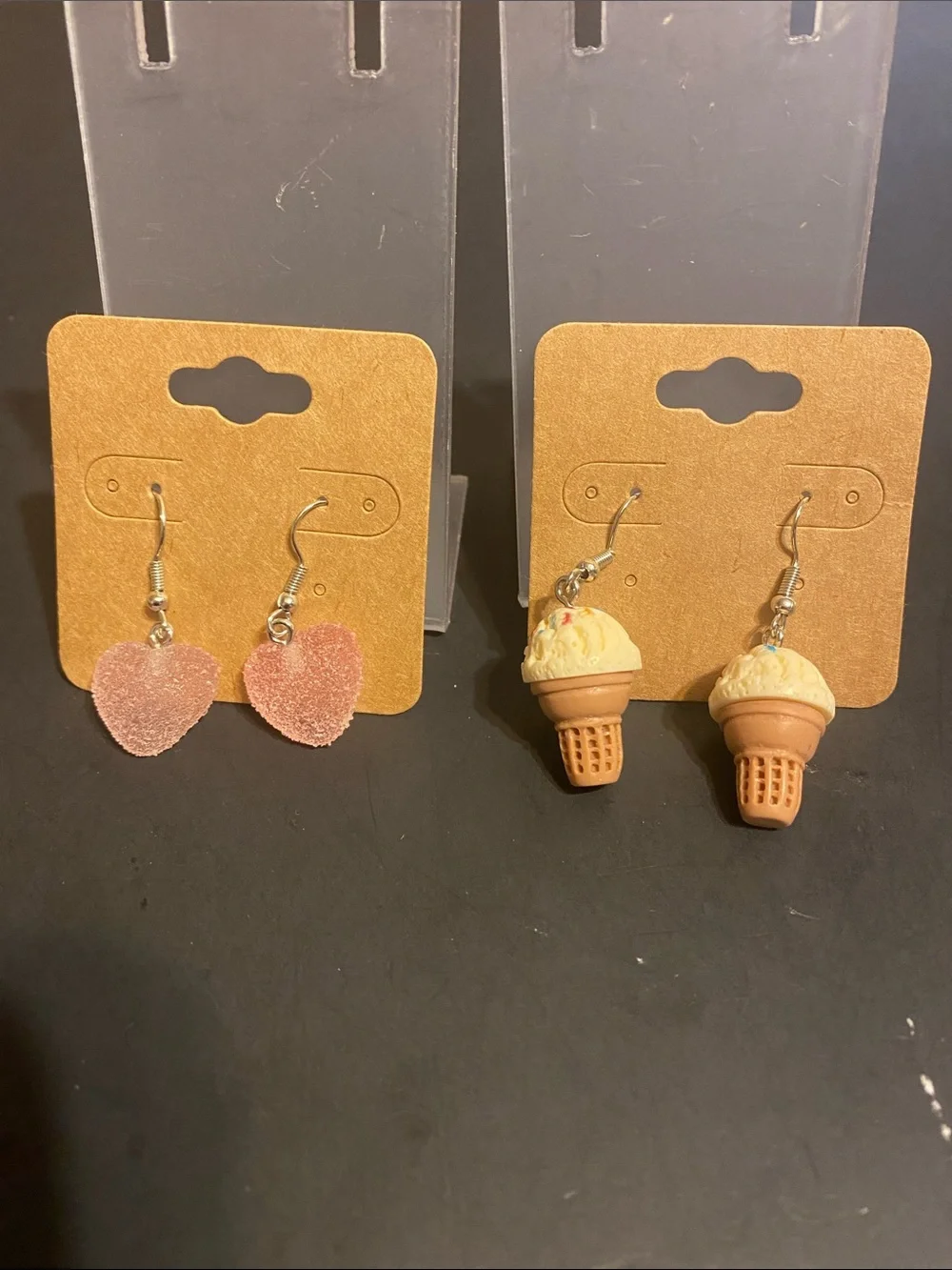 Kids Pink Heart & Ice Cream Dangle Earrings - Cute Kids Accessories